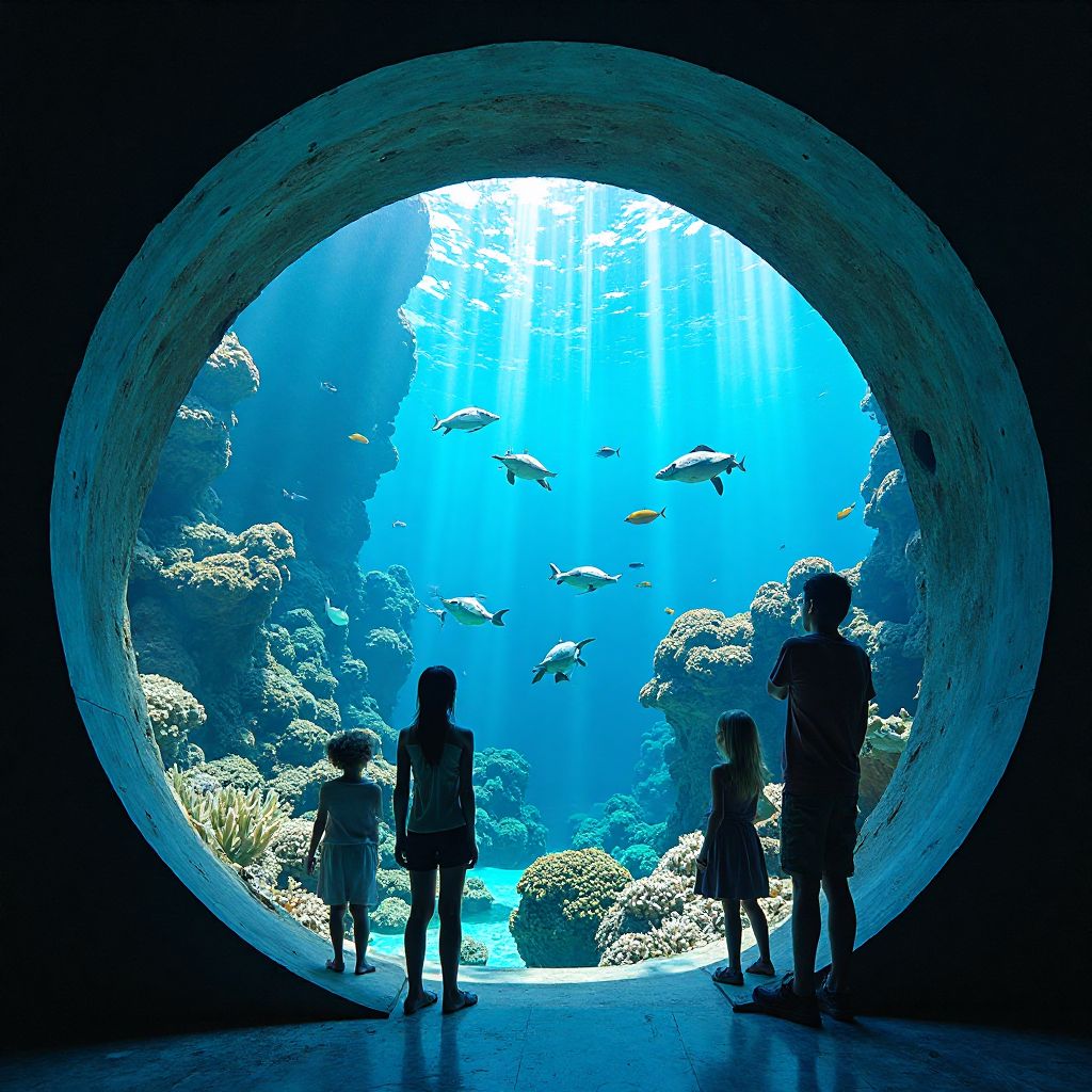 Underwater viewing area of aquatic habitat